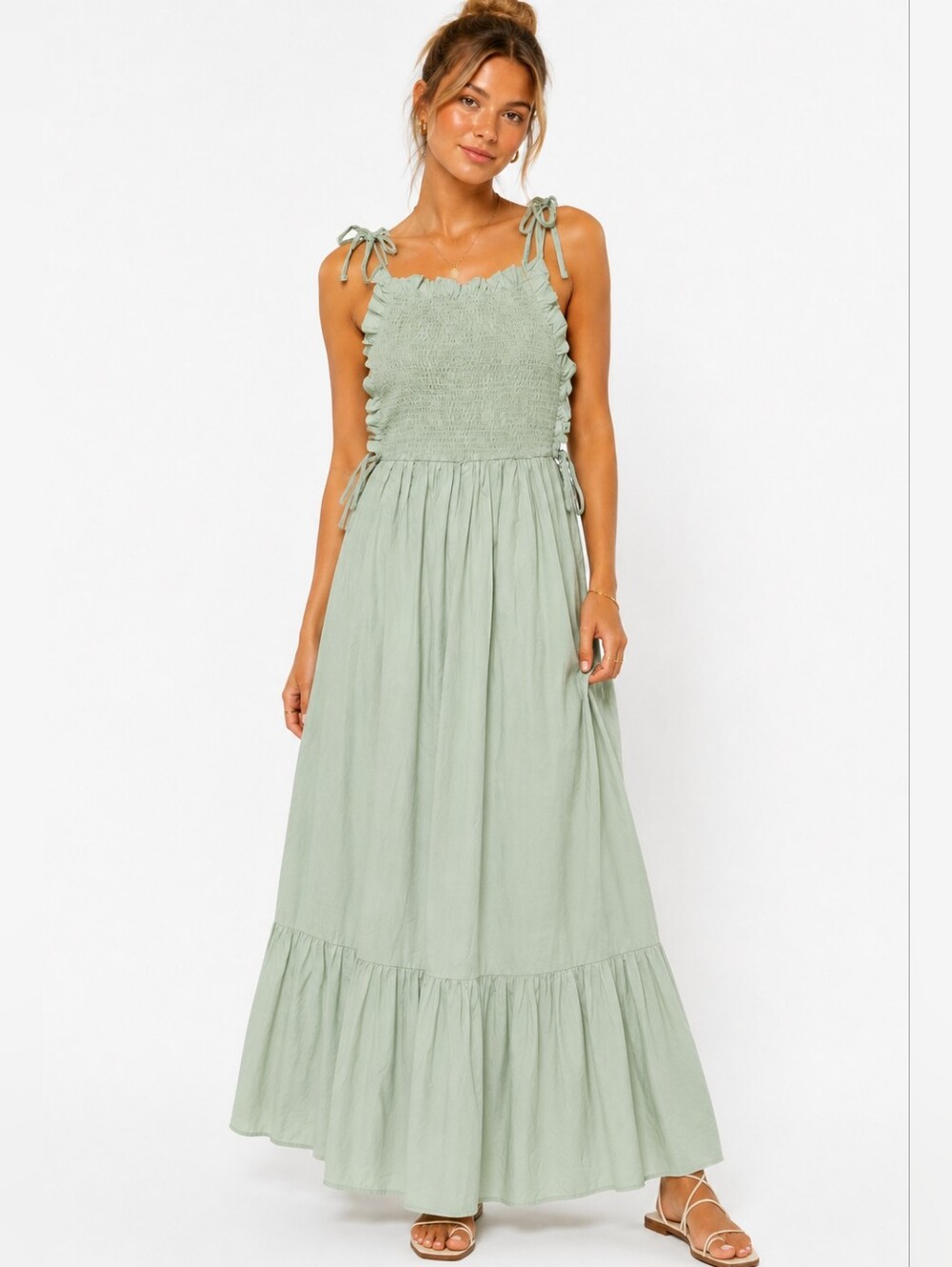 Asos Smocked Cotton Maxi Dress Size 6 Milkmaid Tradwife Cottagecore Praire